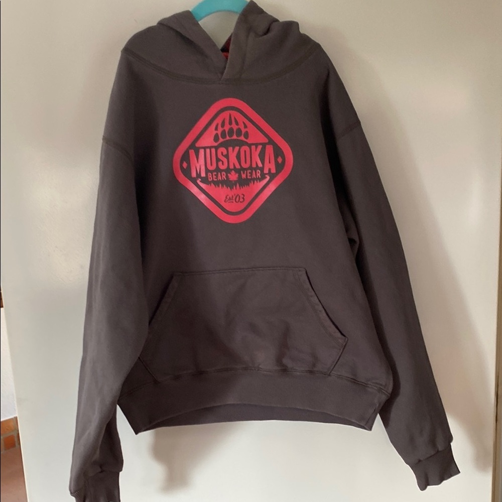 Gray Hoodie with Eye-Catching Logo Patch and Soft Fabric